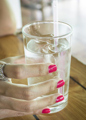 Female hand with stylish colorful nails