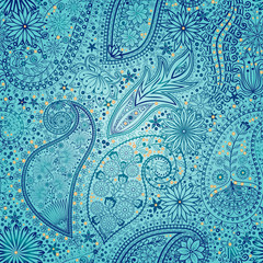 Vintage floral motif ethnic seamless background.