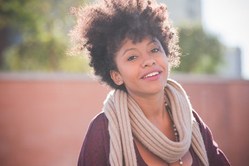 Fototapeta premium beautiful black curly hair african woman