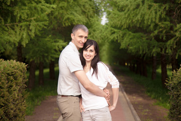 Embracing couple portrait