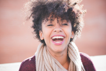 beautiful black curly hair african woman
