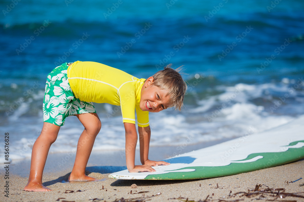 Sticker Boy with surfboard