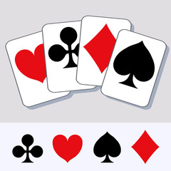Playing card suits composition. Design for logo, t-shirt, ads etc. Elements can be used separately.
