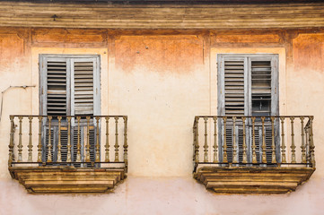 Fototapeta na wymiar Spanish balconies, Gandia, Valencia, Spain