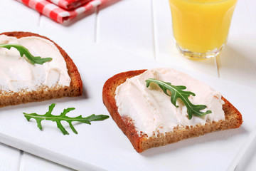 Pan-fried bread with savory spread