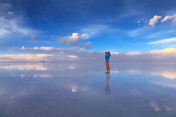 Fotobehang Salar de Uyuni is largest salt flat in the World, Altiplano, Bol © sunsinger