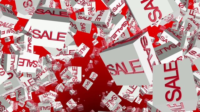 Flying cubes with sale message