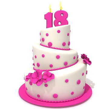 Birthday cake with number eighteen 