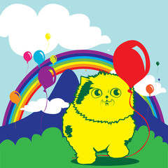 Obraz na płótnie Canvas Cat playing baloon