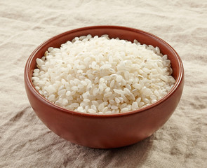 bowl of raw round rice