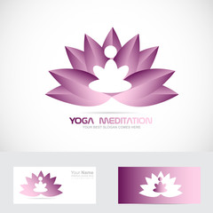 Yoga meditation lotus flower logo