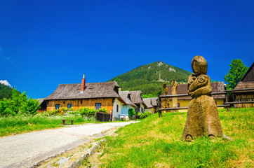 traditional village in Slovakia, carved sculpture