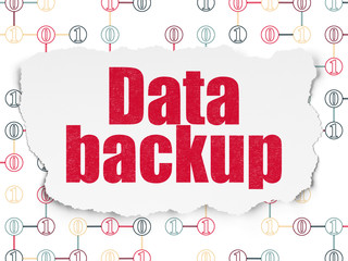 Information concept: Data Backup on Torn Paper background