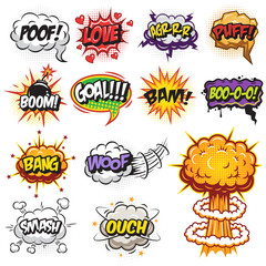 Set of comics speach and explosion bubbles