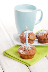 Cup of milk and cakes