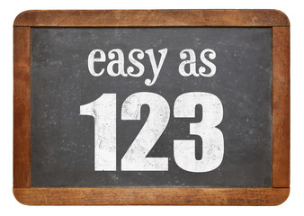 Easy as 123 blackboard sign - obrazy, fototapety, plakaty