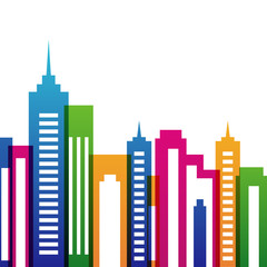 Obraz premium Vector multicolor city buildings silhouette, abstract background