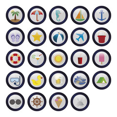 abstract set of summer vacation labels on a white background