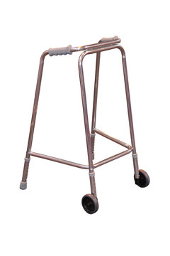 A Stainless Steel Assistance Wheeled Walking Frame.