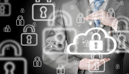 Protect cloud information data concept. Security and safety of