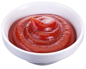 Tomato ketchup in the small bowl.