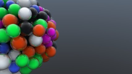 Digitally generated cluster of colorful bubbles