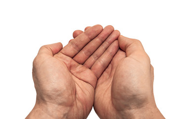 Holding hands gesture isolated on white background
