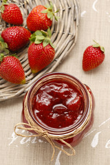 Jar of strawberry jam