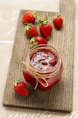 Jar of strawberry jam