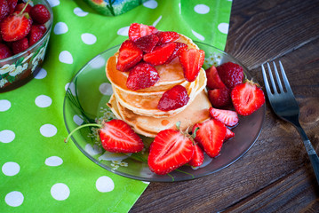 Pancakes with strawberries
