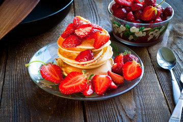 Pancakes with strawberries