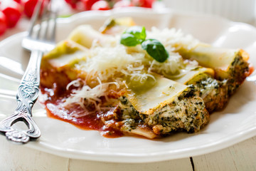 Cannoli with spinach and cheese