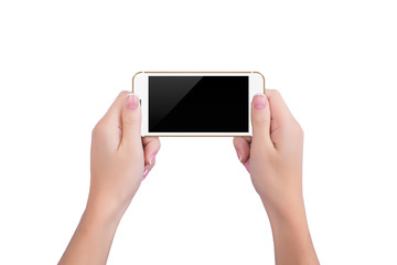 Girl holding the gold phone