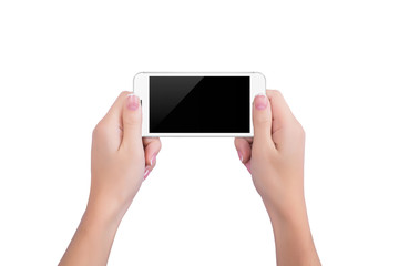 Girl holding the white phone