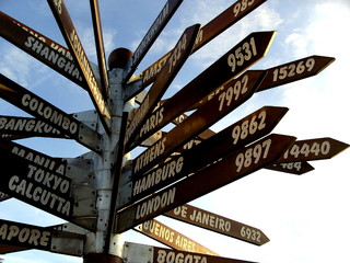 Wegweise am Kap der Guten Hoffnung in Südafrika