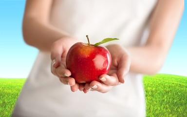 Apple, Human Hand, Holding.
