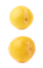 Single yellow mirabelle plum isolated