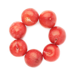 Red plums composition isolated