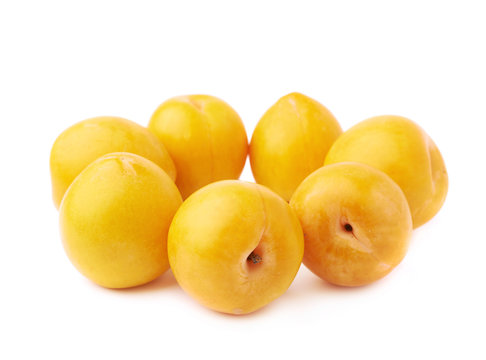 Yellow plums composition isolated