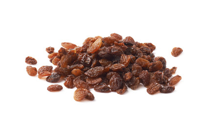 Pile of multiple raisins isolated