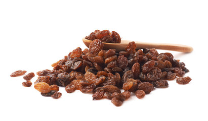 Pile of multiple raisins isolated