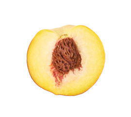 Half of a peach fruit isolated