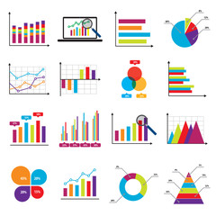 Business data market charts diagrams and graphs