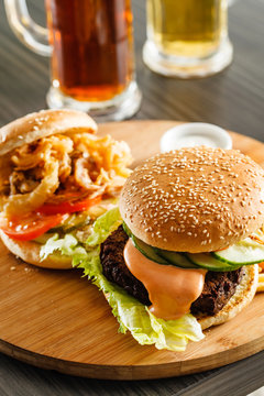 burger with french fries