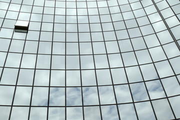  Reflection in windows of modern office building