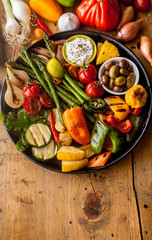 Colorful Grilled Vegetables on Cast Iron Pan