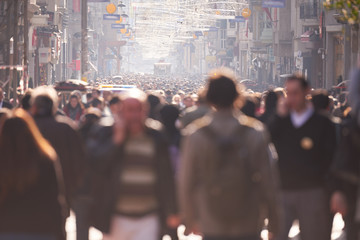 people crowd walking on street