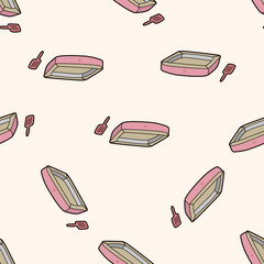 Pet cat litter box, 10, cartoon seamless pattern background
