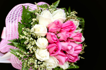 Bouquet of pink and white rose flowers