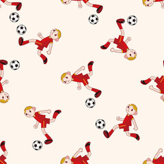 Sport soccer player , cartoon seamless pattern background